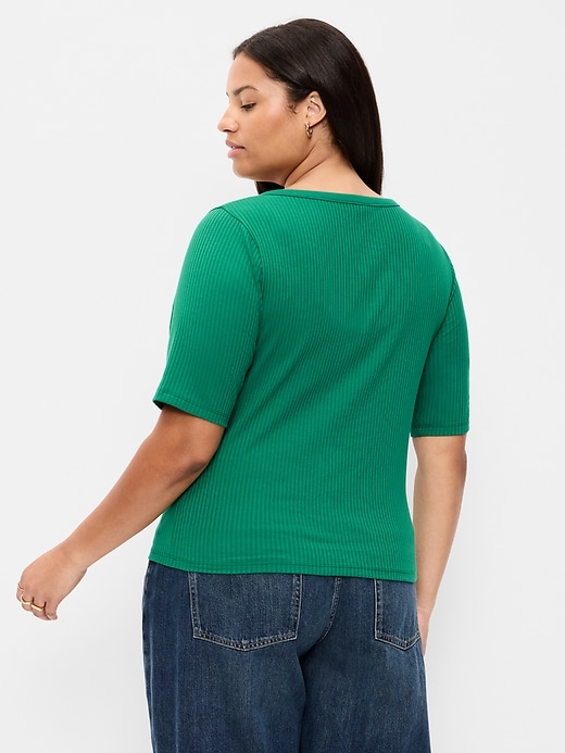 Image number 9 showing, Scoop-Neck Fitted Henley Top