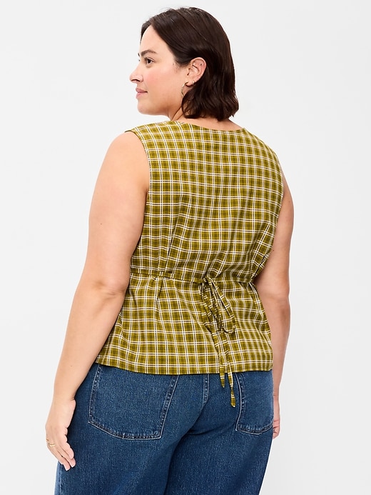 Image number 6 showing, Sleeveless V-Neck Tie-Back Top