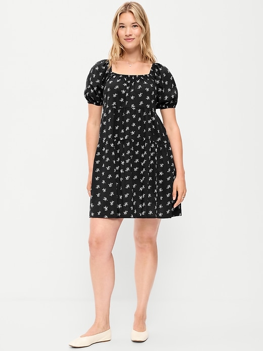 Image number 6 showing, Puff-Sleeve Smocked Mini Swing Dress