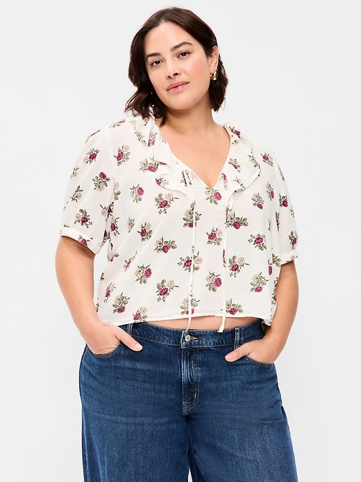 Image number 7 showing, Ruffle Collar Tie-Front Top