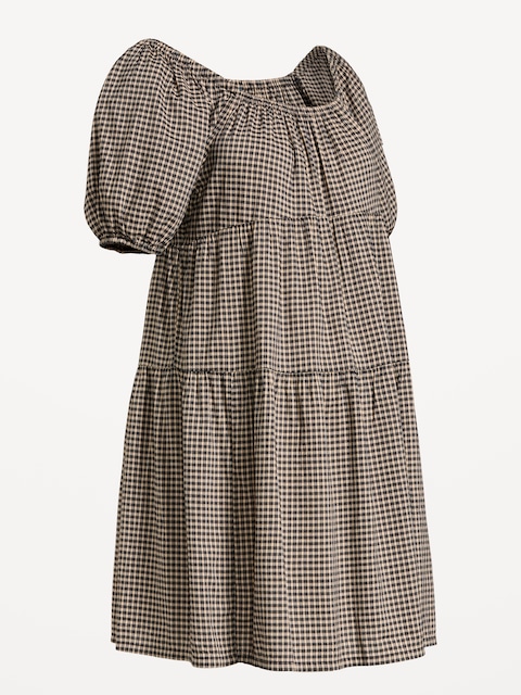 Maternity Short-Sleeve Swing Mini Dress