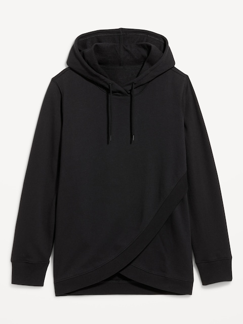 Maternity Fleece Crossover Nursing Tunic Hoodie Sweatshirt