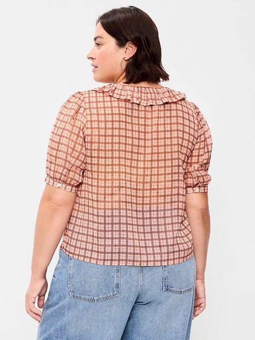 Image number 8 showing, Ruffle Collar Tie-Front Chiffon Top