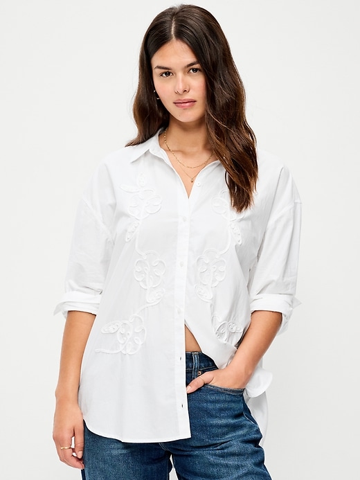 Image number 5 showing, Oversized Button-Down Boyfriend Shirt