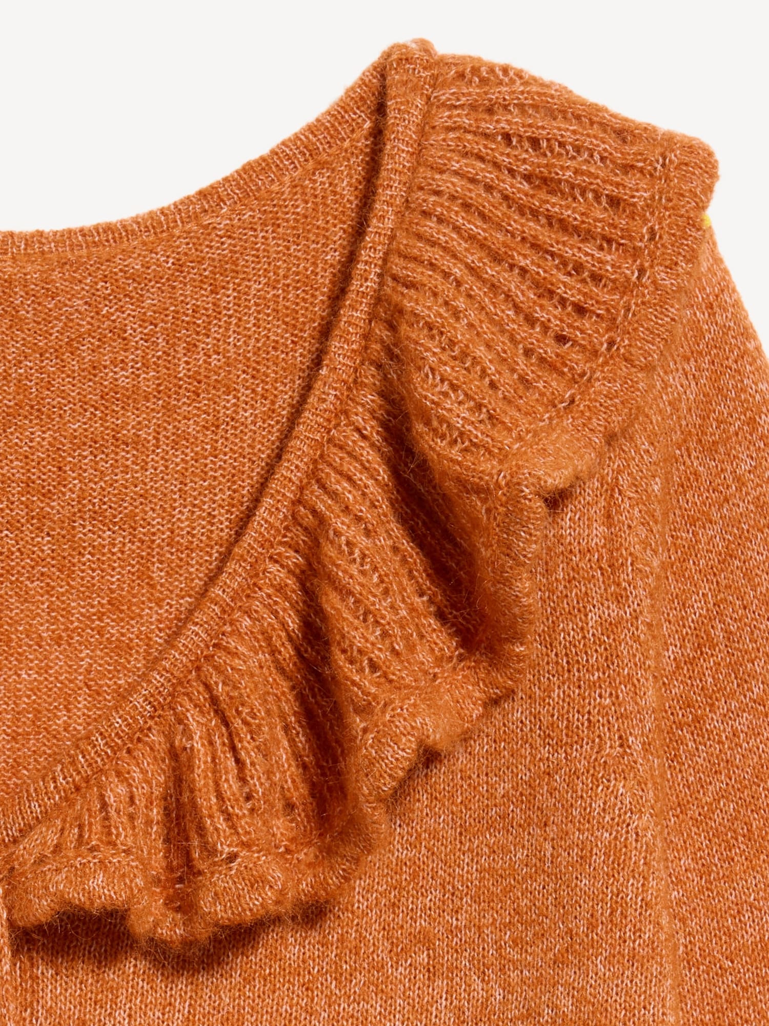 Ruffle-Collar Wool-Blend Pointelle Cardigan