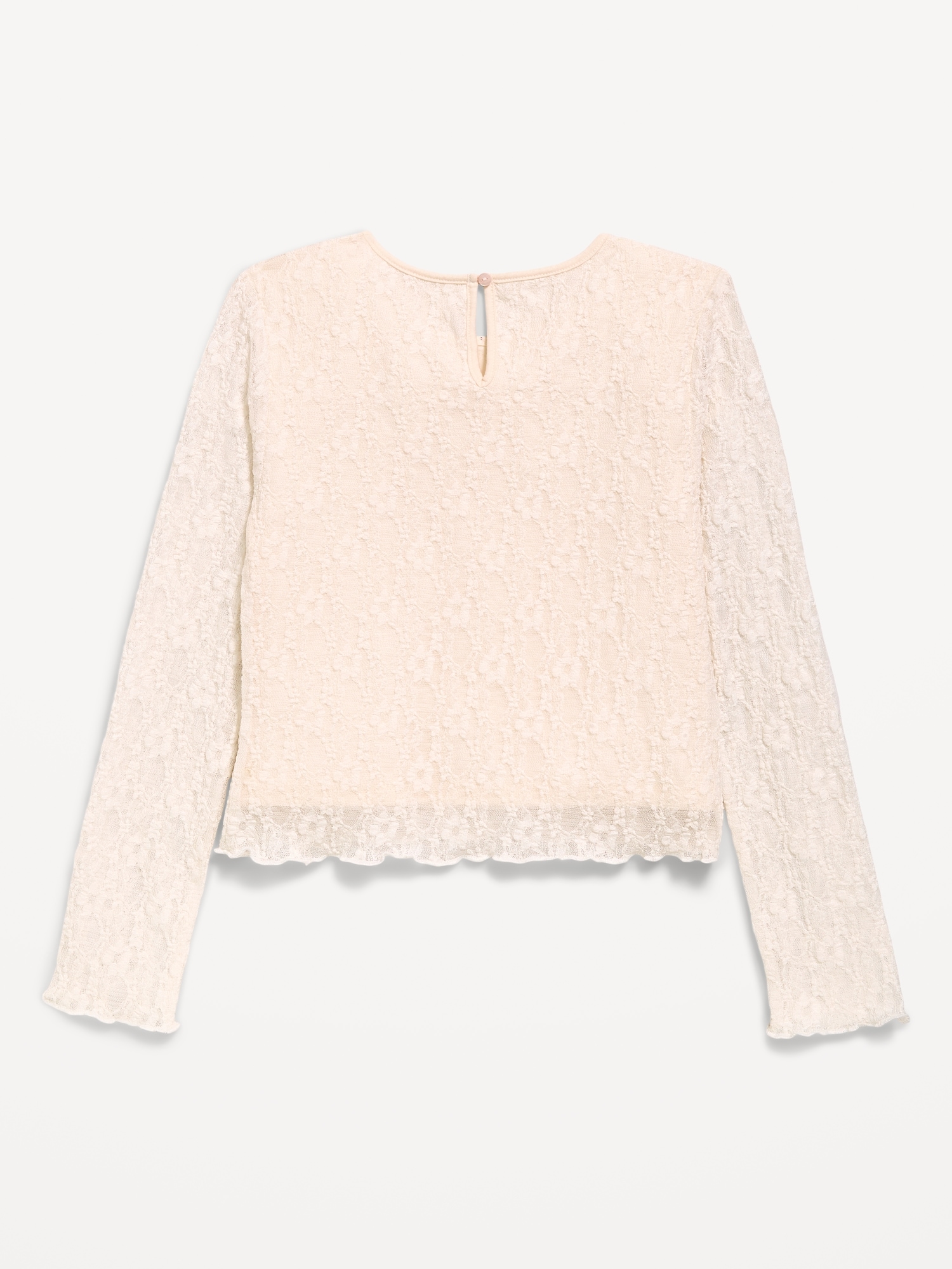 Fitted Long-Sleeve Lace Top for Girls