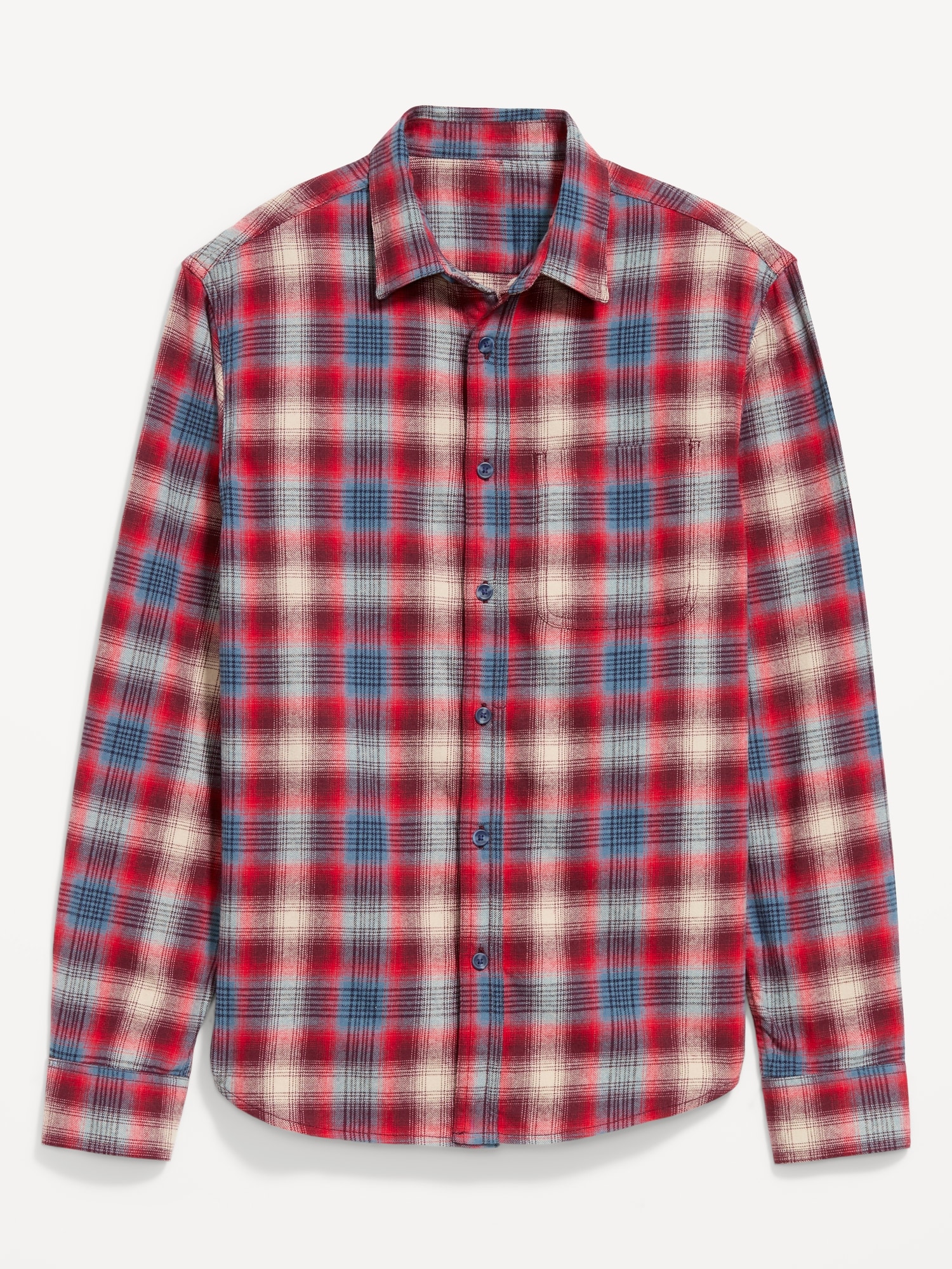Relaxed Long-Sleeve Plaid Flannel Pocket Shirt