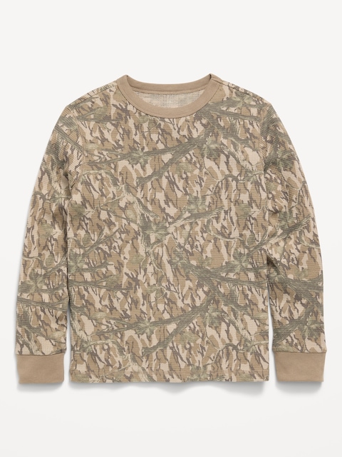 Long-Sleeve Waffle-Knit T-Shirt for Boys