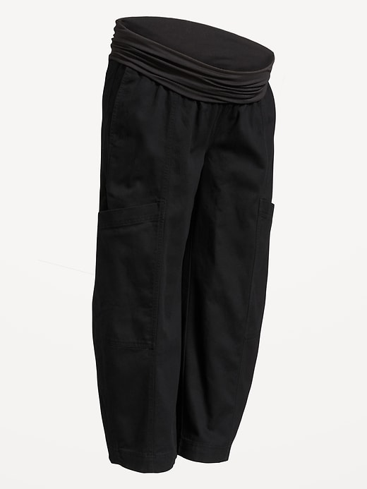 Image number 2 showing, Maternity Rollover-Waist Barrel-Leg Ankle Pants