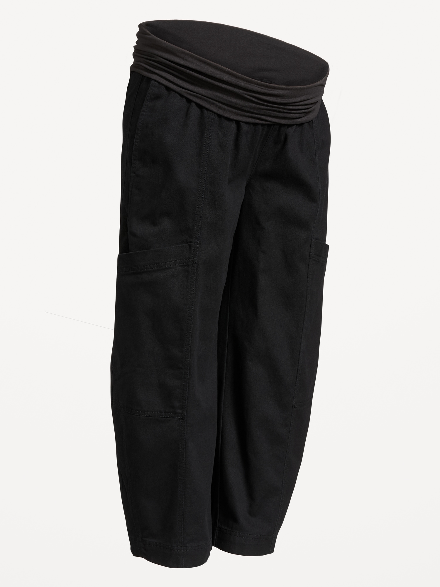 Maternity Rollover-Waist Barrel-Leg Ankle Pants