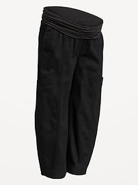 Image number 1 showing, Maternity Rollover-Waist Barrel-Leg Ankle Pants