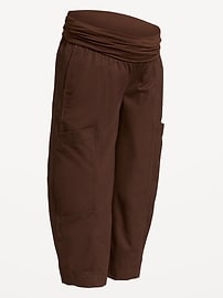 Image number 1 showing, Maternity Rollover-Waist Barrel-Leg Ankle Pants
