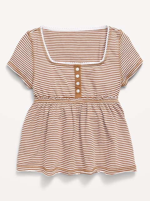 Short-Sleeve Henley Top for Girls