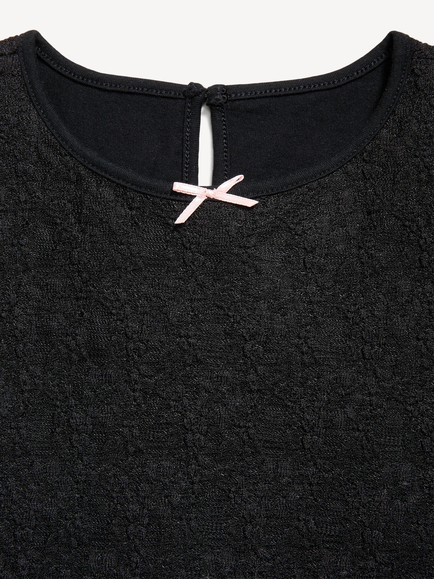 Fitted Long-Sleeve Lace Top for Girls