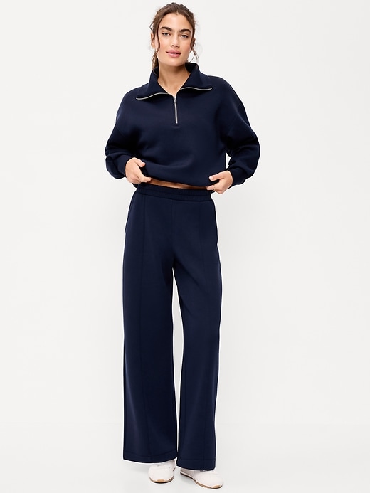 Image number 1 showing, High-Waisted Bounce Fleece Wide-Leg Sweatpants