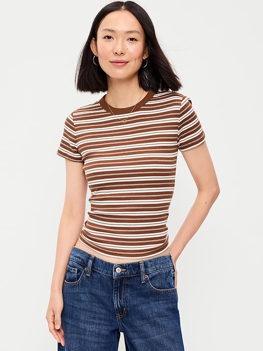 Image number 1 showing, Snug Crew-Neck Ribbed T-Shirt