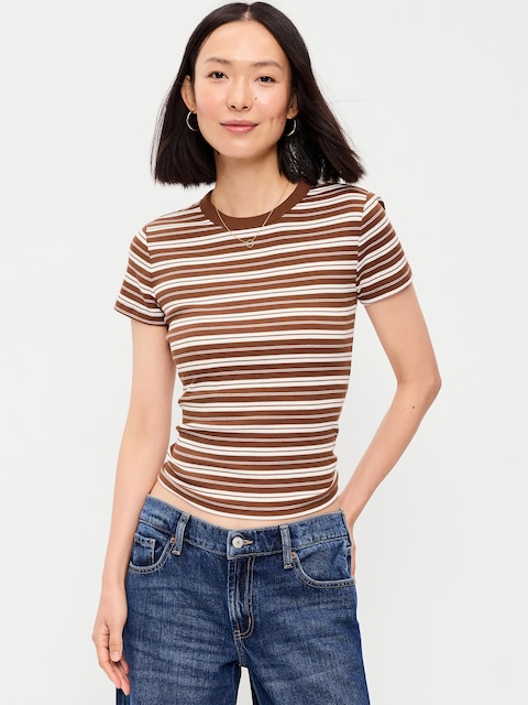 Snug Crew-Neck Ribbed T-Shirt