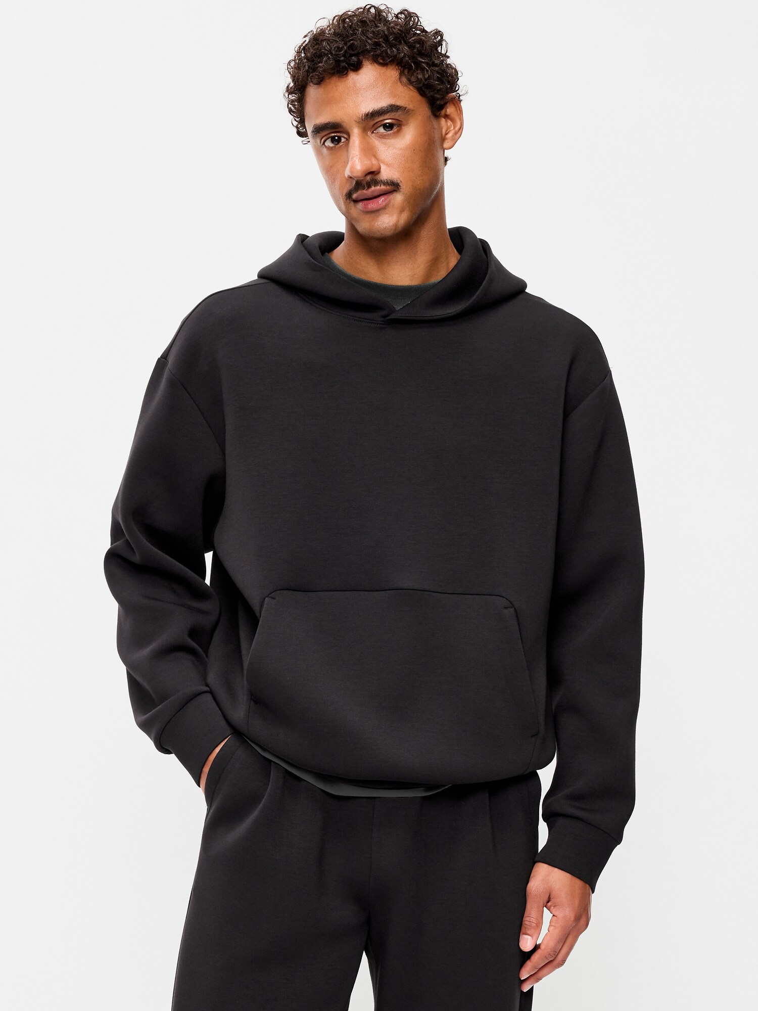Мужское худи Old Navy Bounce Fleece Oversized Pullover, цвет: Чёрный