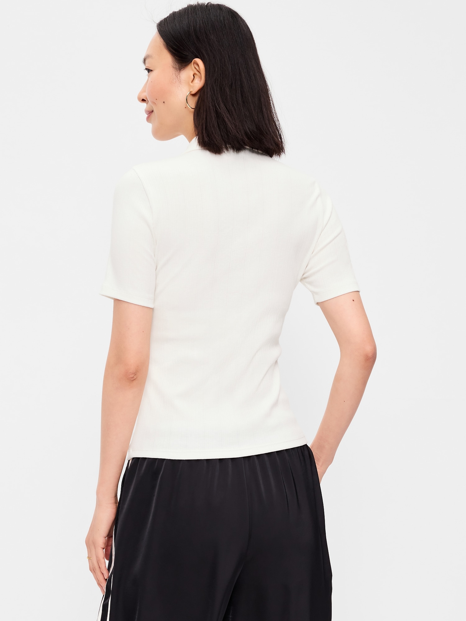 Ribbed Keyhole Polo Top