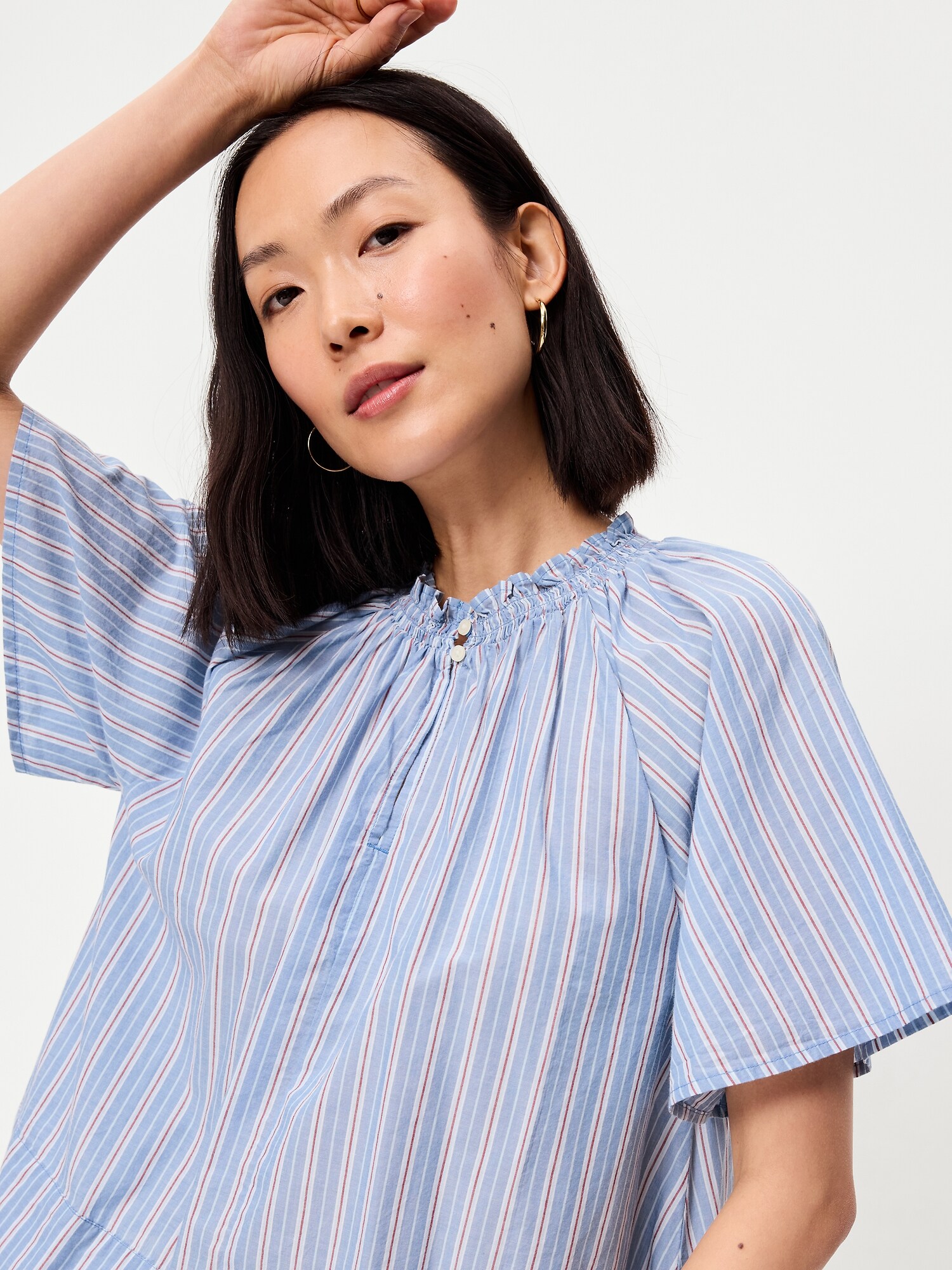 Женский топ Old Navy Loose Short-Sleeve Striped Top, цвет: Синий полосатый — фото 4