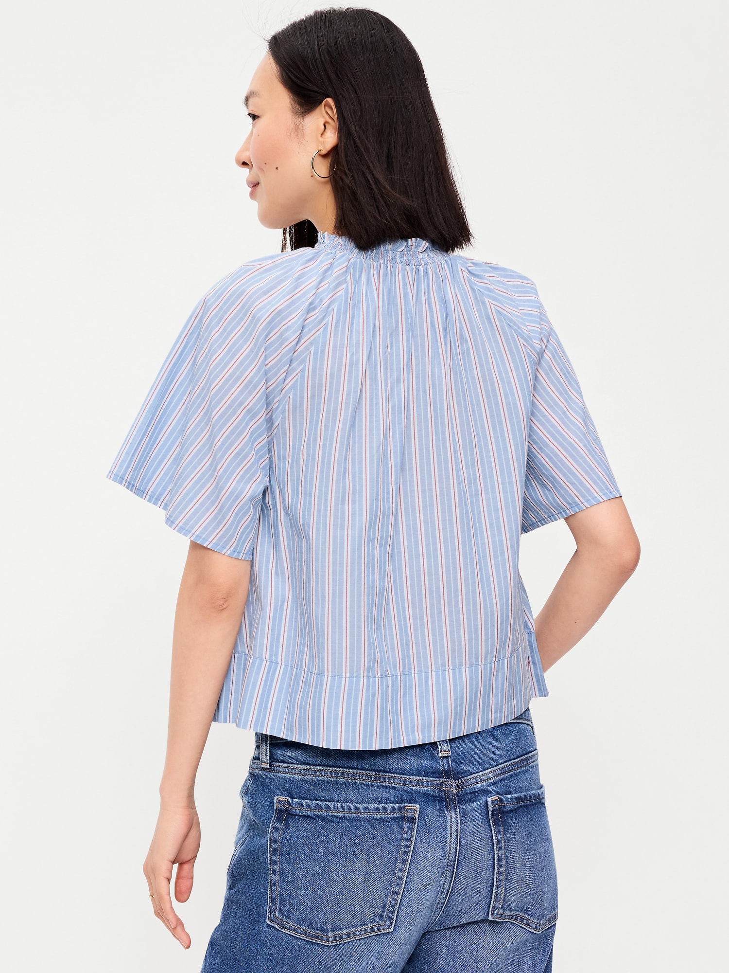 Loose Short-Sleeve Striped Top