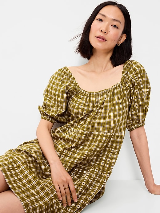 Image number 3 showing, Puff-Sleeve Smocked Mini Swing Dress
