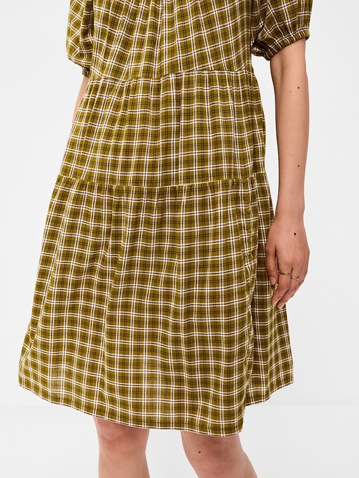 Image number 4 showing, Puff-Sleeve Smocked Mini Swing Dress