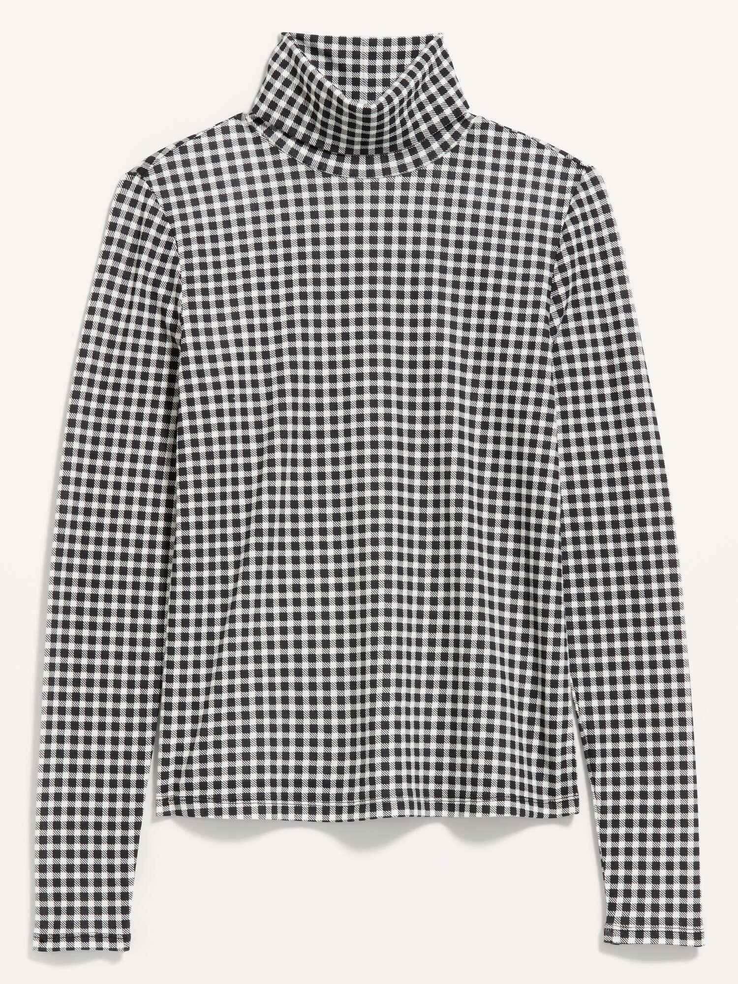Женский топ Old Navy Slim-Fit Ribbed Turtleneck, цвет: Чёрный / Чёрный в мелкую клетку — фото 4
