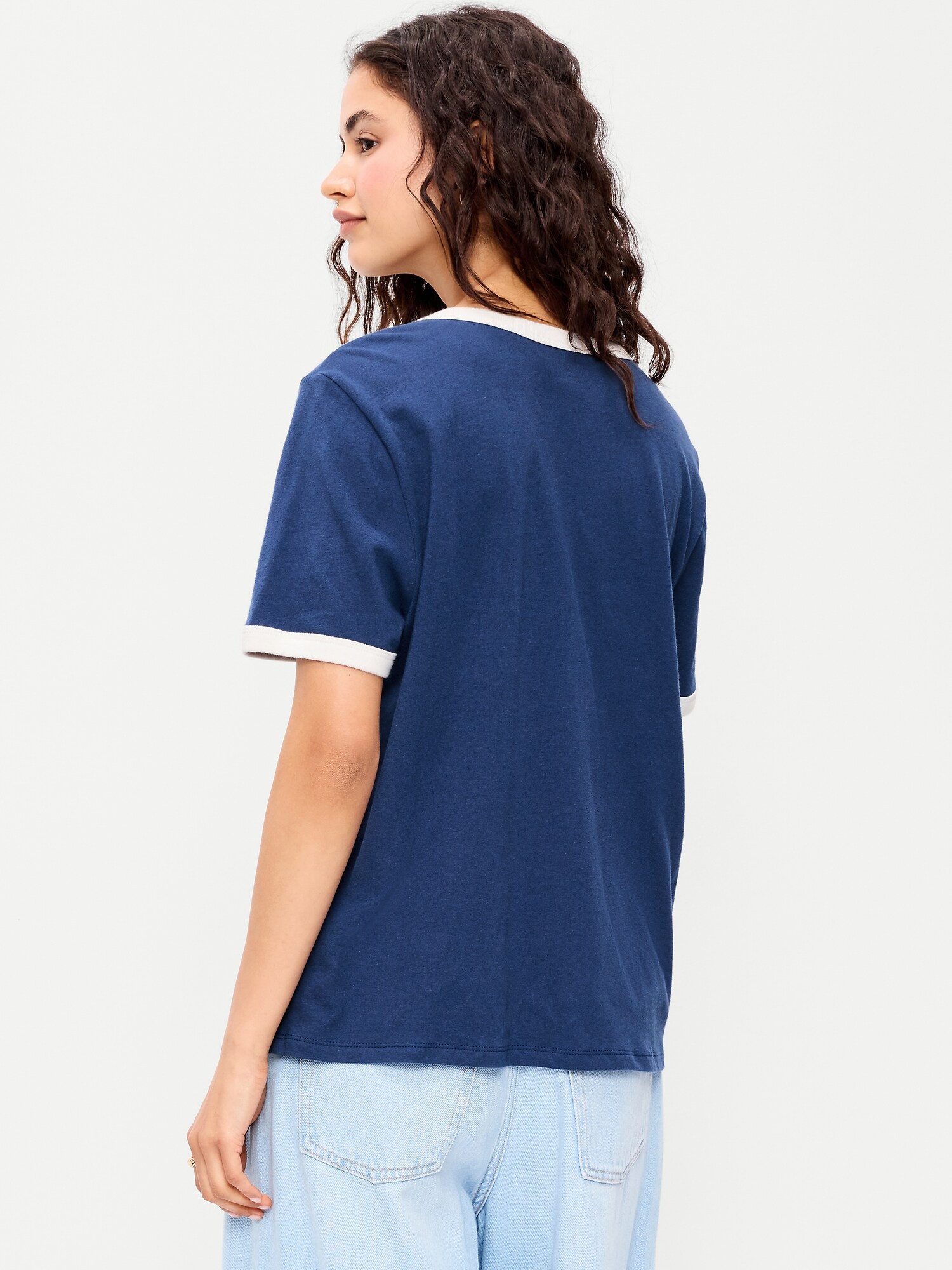 Женская футболка Old Navy EveryWear Crew-Neck Graphic, цвет: Тёмно-синий, вариант 1 — фото 2