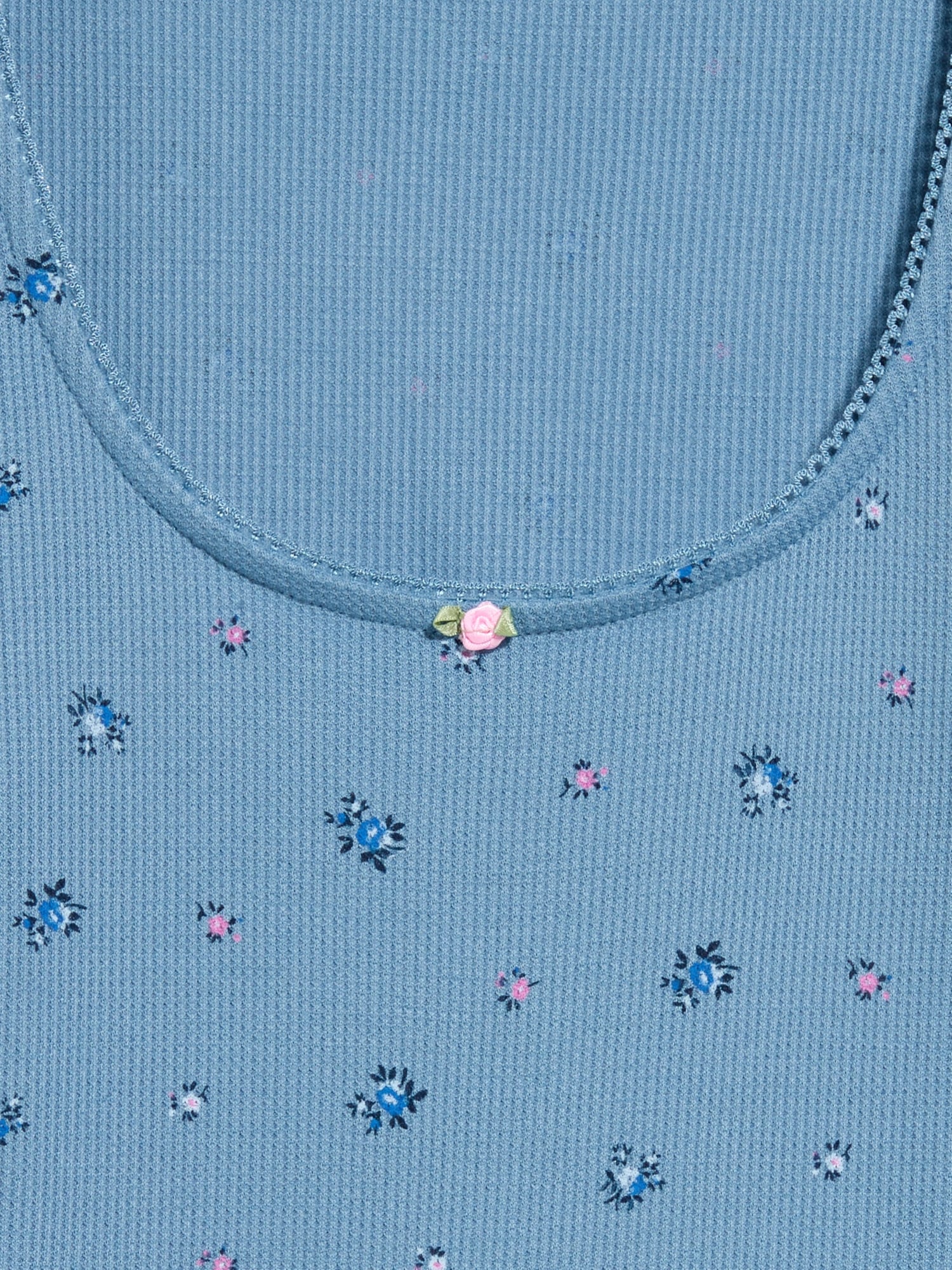 Waffle-Textured Long-Sleeve Pajama Top