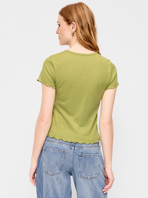 Image number 2 showing, Fitted Waffle-Knit Cropped T-Shirt