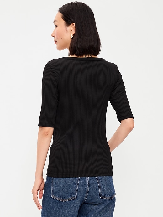Image number 2 showing, Scoop-Neck Fitted Henley Top