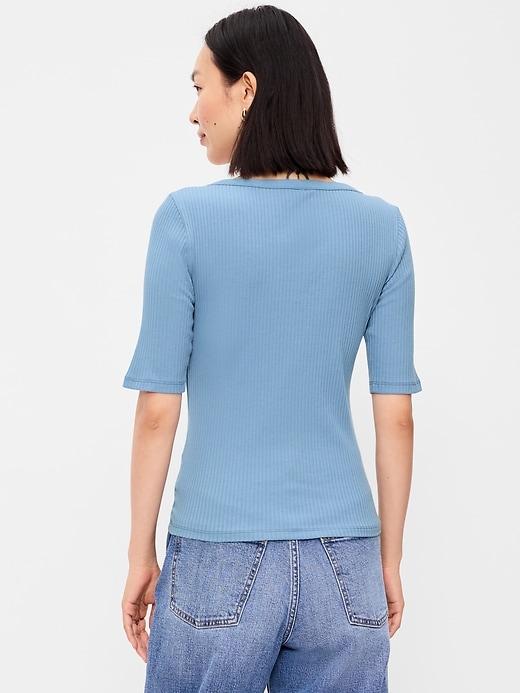 Image number 2 showing, Scoop-Neck Fitted Henley Top