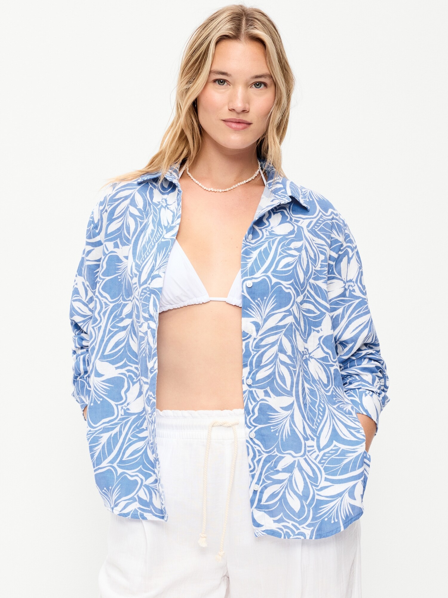 Open-Back Button-Down Shirt