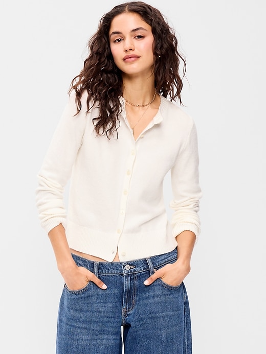 Image number 1 showing, SoSoft Lite Cropped Crew-Neck Cardigan