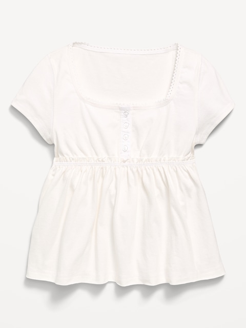 Short-Sleeve Henley Top for Girls