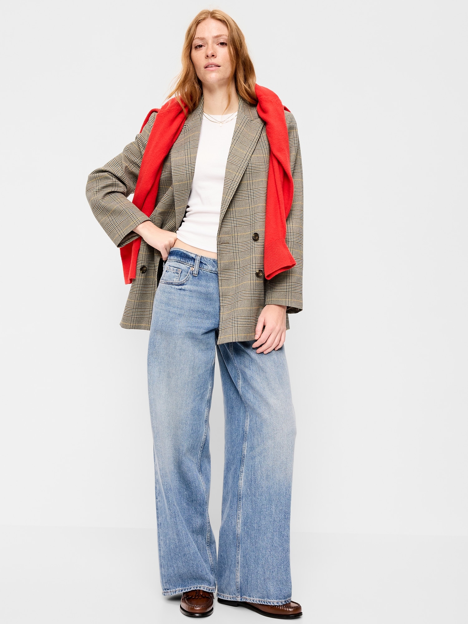 Oversized Twill Double-Breasted Blazer