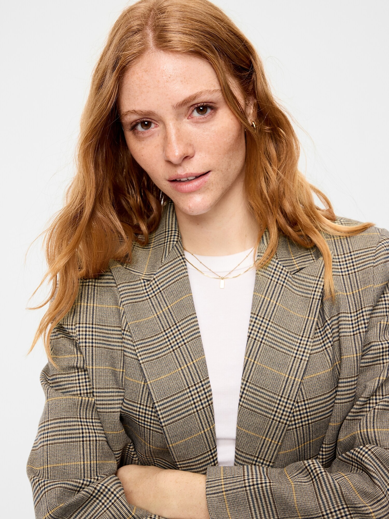 Женский пиджак Old Navy Oversized Twill Double-Breasted Blazer, цвет: Клетчатый — фото 4
