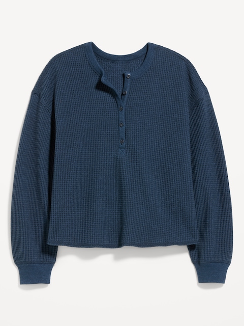 Long-Sleeve Crew-Neck Henley T-Shirt