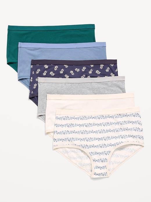 Image number 1 showing, High-Waisted Everyday Brief Cotton Underwear 6-Pack