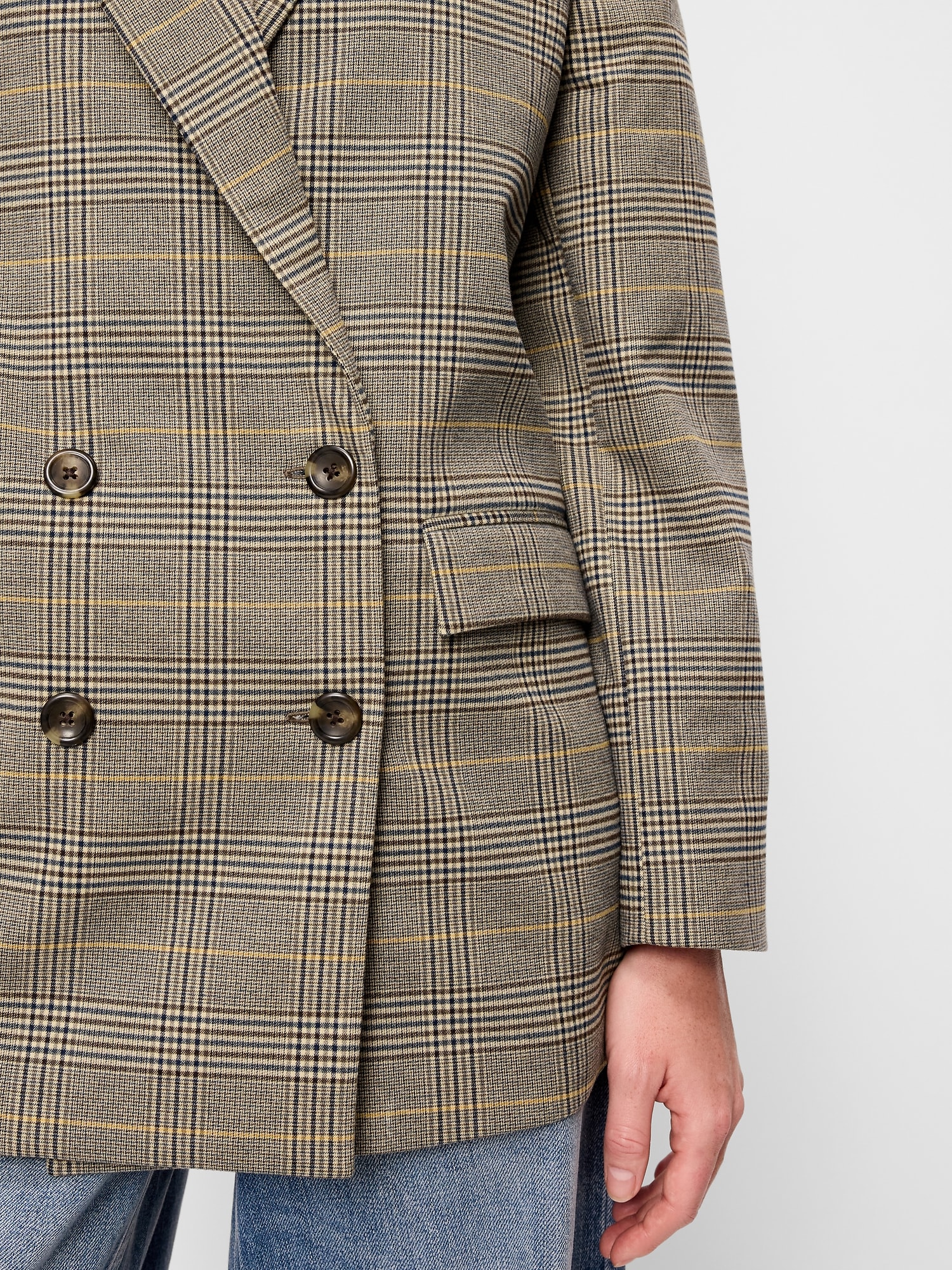 Oversized Twill Double-Breasted Blazer
