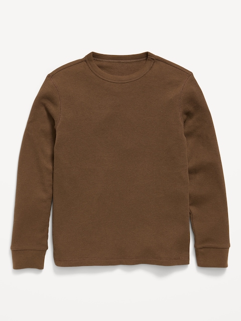 Long-Sleeve Waffle-Knit T-Shirt for Boys
