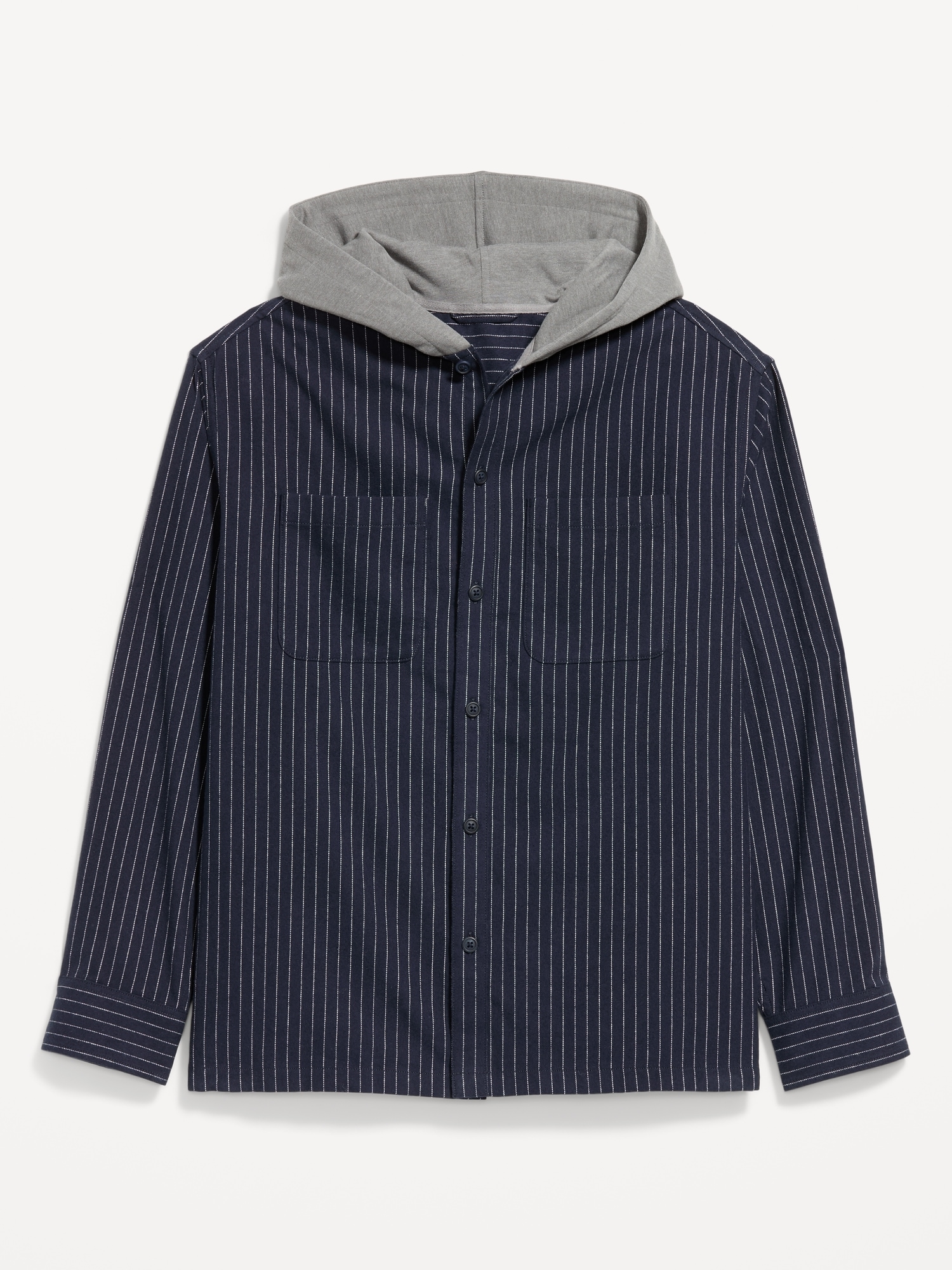 Long-Sleeve Flannel Hooded Shirt
