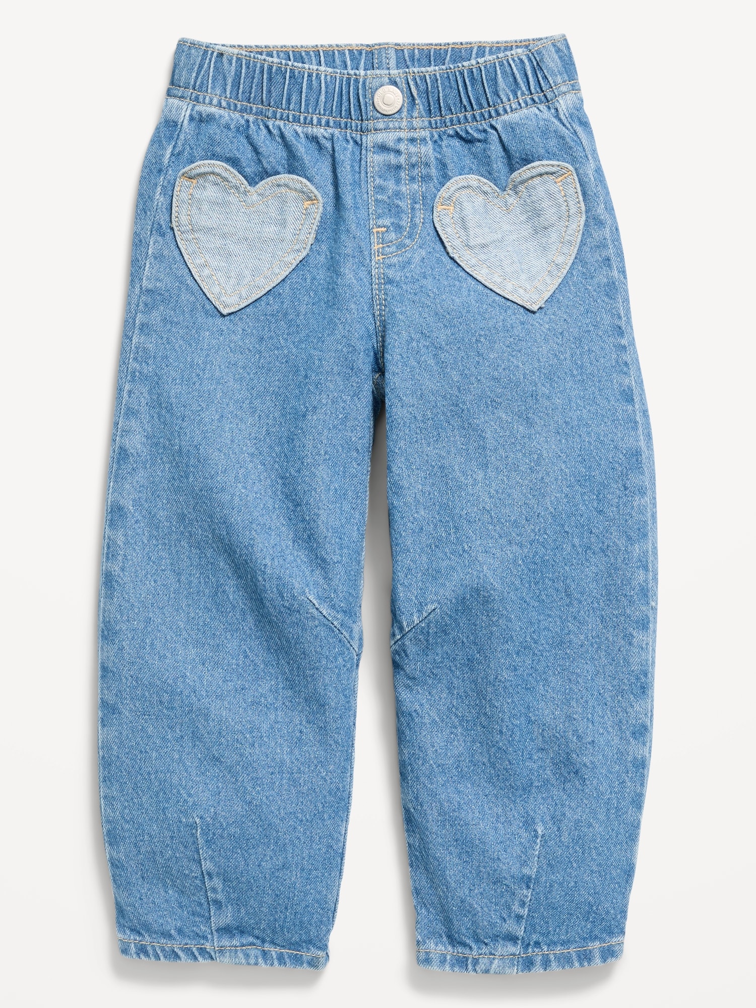 Super Baggy Heart-Pocket Barrel-Leg Jeans for Toddler Girls