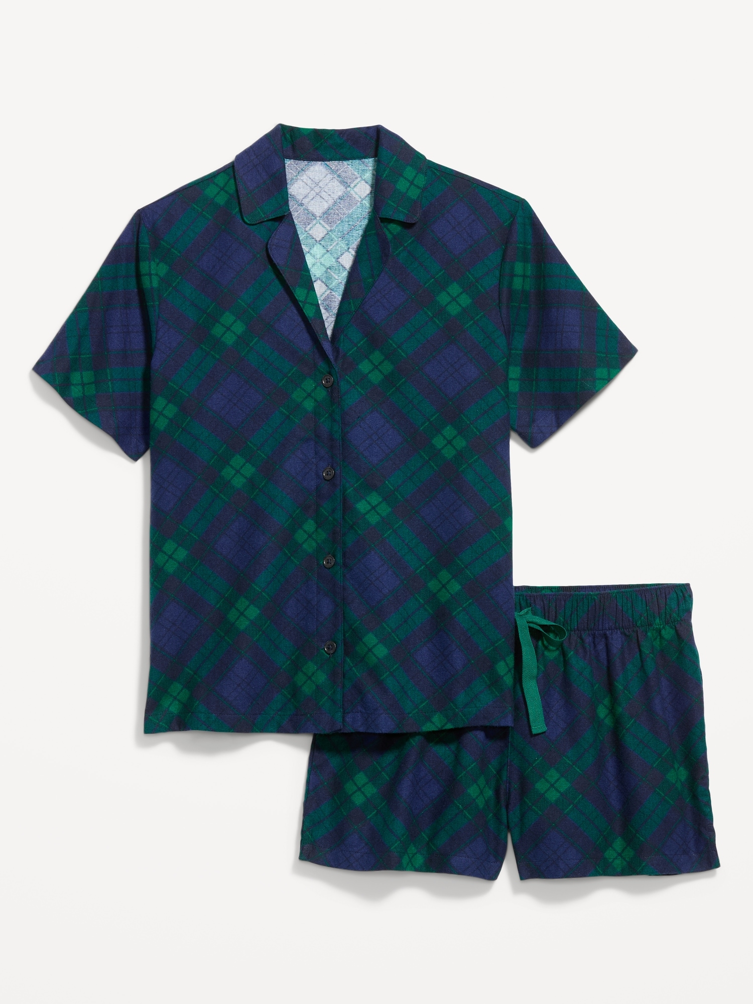 Flannel Pajama Short Set for Women