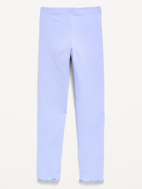 Ribbed Lettuce-Edge Leggings for Girls
