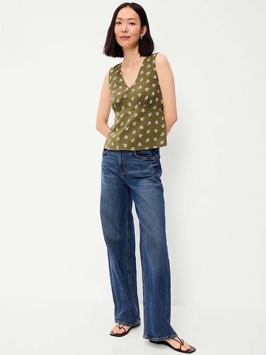 Image number 3 showing, Sleeveless V-Neck Tie-Back Top