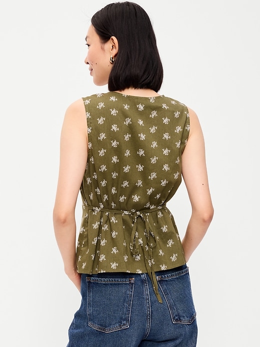 Image number 2 showing, Sleeveless V-Neck Tie-Back Top
