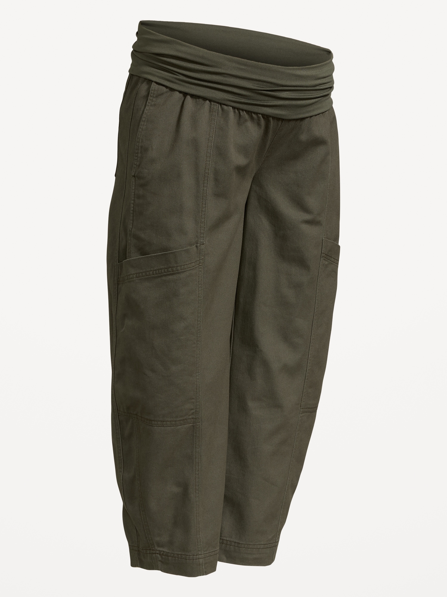 Maternity Rollover-Waist Barrel-Leg Ankle Pants