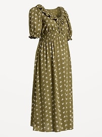 Image number 1 showing, Maternity Puff-Sleeve Maxi Dress